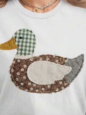 MILLARD DUCK PATCHWORK T SHIRT!! Adorable!! New!! L